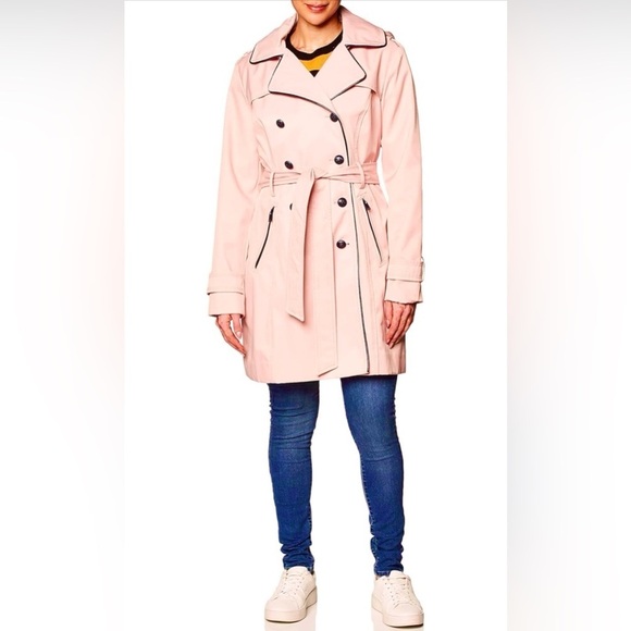 Women’s GUESS Trench Coat Blush Pink Sz Large - Picture 4 of 15